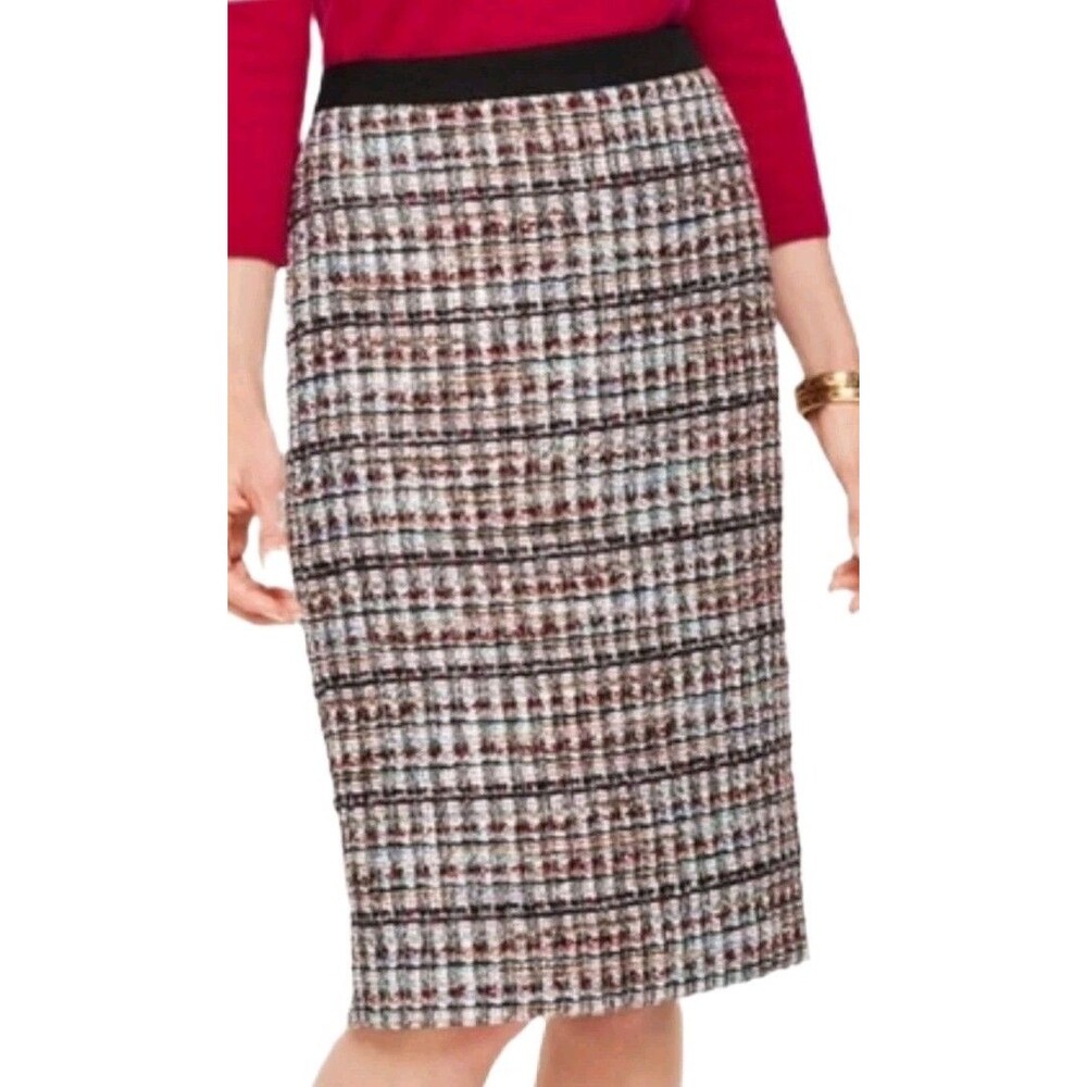 Talbots Woman multi-color boucle metallic shimmer Tweed Pencil career Skirt 14W